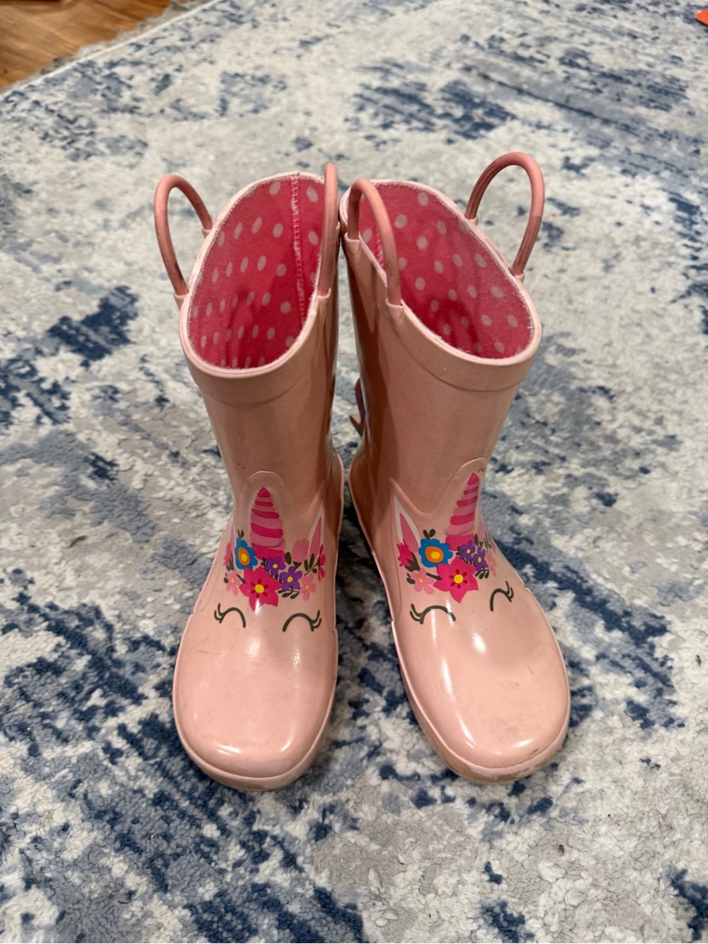 Western Chief Pink Unicorn Kids Rain Boots with Floral Detail